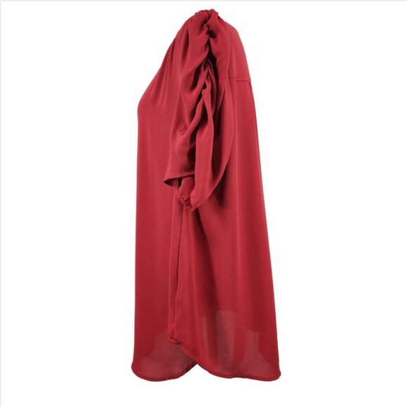 Torrid Harper Women's 2X Sleeve Popover Blouse Maroon Elegant Basic Lightweight - Picture 2 of 8